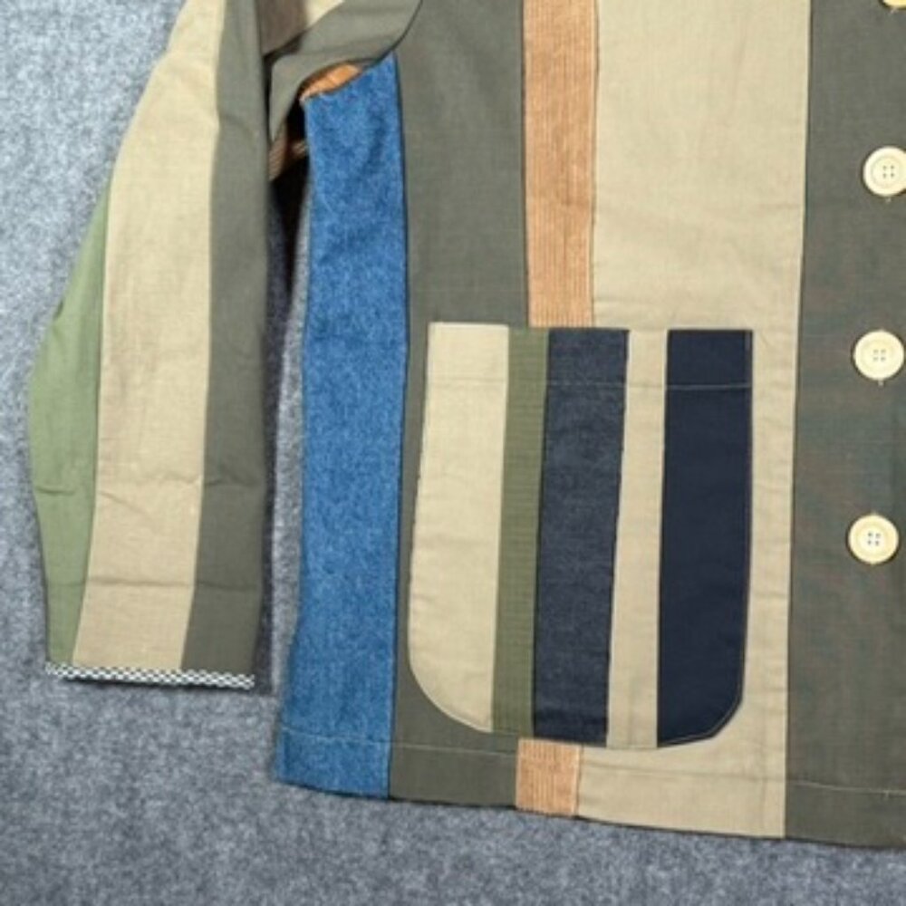 La Reunion Jacket Patchwork Stripe Boho Mixed Mat… - image 6